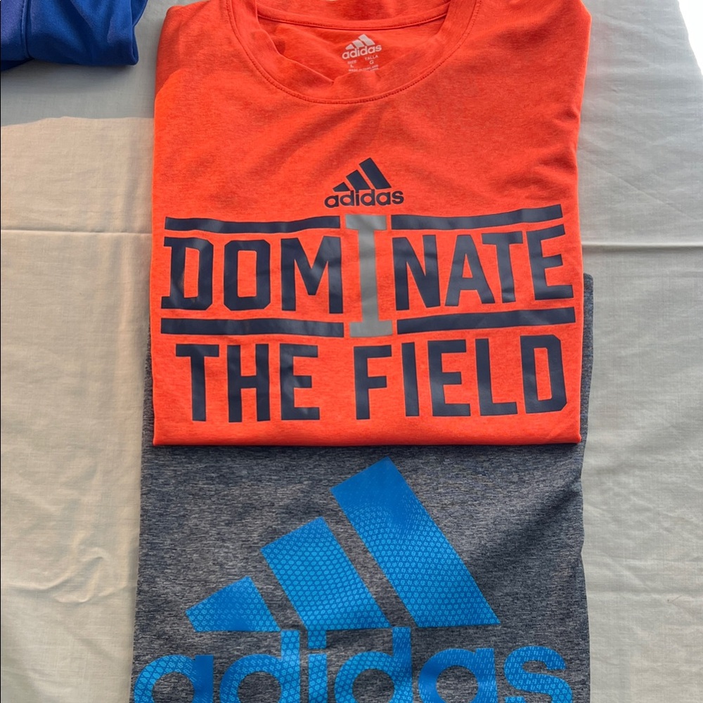 Adidas Kids Orange and Gray Tees with Bold Graphics